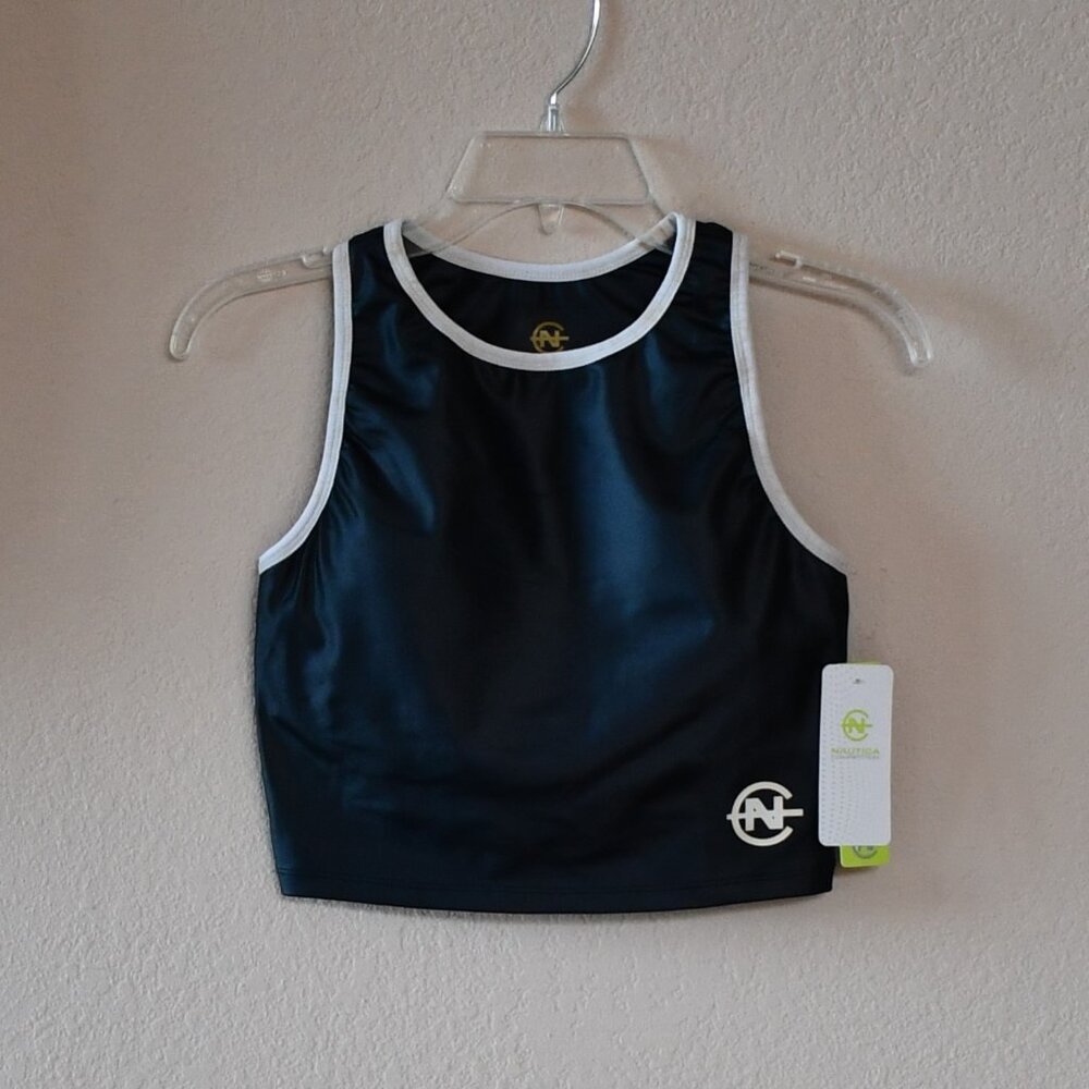 Nautica Competition Women's Black Faux Leather Padded Crop Tank Top - Size M